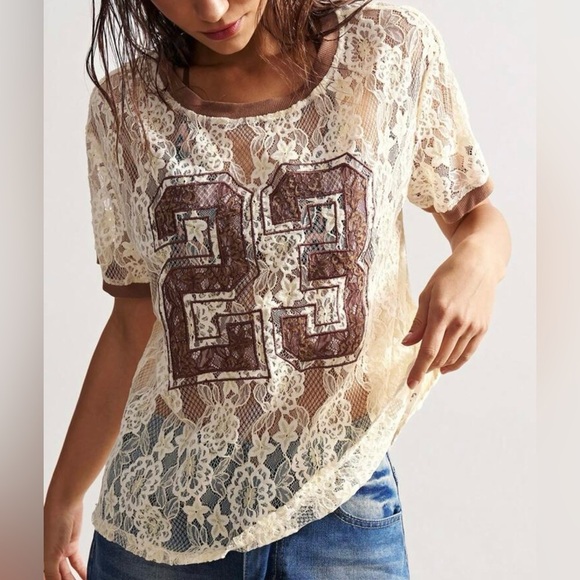 Women's Cream Lace Top - Picture 4 of 11